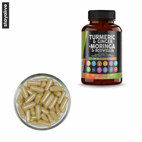 Capsules d'extrait de curcumine en poudre |   95% Curcuminoïdes |   Extrait d'herbes naturelles de curcuma, gingembre, moringa et boswellia |   Bouteille/Fût