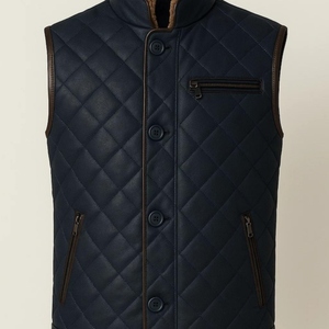 Men Genuine Leather Biker Quilted <b>Vest</b> Made For Riders - Product Image 4