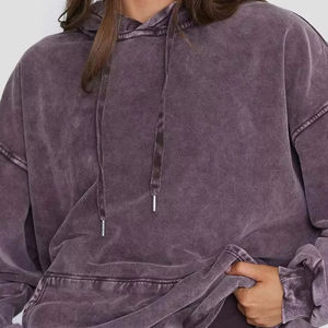 Acid Washed Winter 2-Piece Set Embroidered <b>Zip</b>-Up Hooded Front Logo Hoodie & <b>Shorts</b> Custom Branding Streetwear Style 100% Cotton - Product Image 3