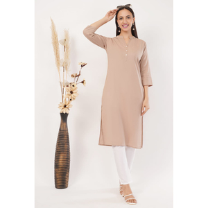 Trendmalls High Quality <b>Women's</b> Embossed Stretchable Cotton Fabric Casual Ethnic Wear Diwali All Seasons Daily Use Long <b>Kurta</b>. - Product Image 1