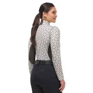 Couche de base équestre de luxe écologique haut de gamme pour femmes, coupe ajustée, manches longues, demi-zip, spandex, nylon, couches de base pour l'équitation - Product Image 2