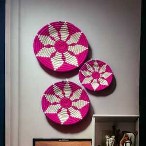 Cheap Price Unique <b>Rounded</b> Handcrafted Sabai Grass Woven Bamboo <b>Baskets</b> for Living Room Hanging Wall Decor Art Gallery - Product Image 4