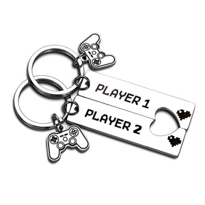 Divertido juego llavero gamer regalos llavero jugador 1 2 parejas a juego llaveros colgante amante regalos Metal Gamer Player llavero - Product Image 6