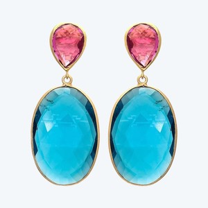 Boucles d'oreilles pendantes en argent sterling 925 pour femmes, tendance 2024, tourmaline poire et ovale bleu hydro, bijoux - Product Image 6