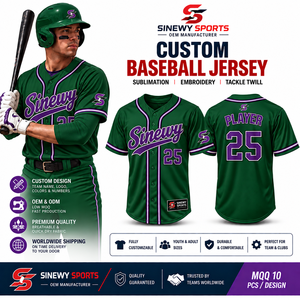 Camiseta de Béisbol SINEWY SPORT para Hombre, Verde y Morado, Sublimada, 25, Absorbe la Humedad, Corte Regular, Manga Corta, Adulto, Todas las Temporadas - Product Image 6
