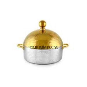 Fournitures de casserole de forme ronde plaquées or de haute qualité d'aspect brillant d'approvisionnement direct d'usine avec le couvercle supérieur poli brillant de couleur argentée - Product Image 5