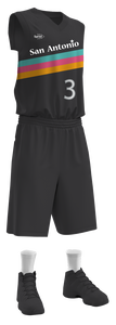 Uniforme de basket-ball à séchage rapide Maillots réversibles personnalisés noirs et shorts en tissu de maille respirante - Product Image 4