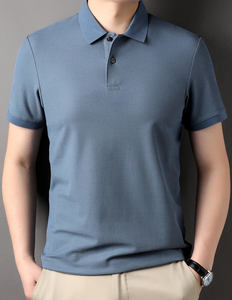 Camiseta informal de manga corta para hombre Logotipo personalizado de alta calidad Cuello redondo Ajuste holgado Patrón sólido de punto para estilo Polo - Product Image 2