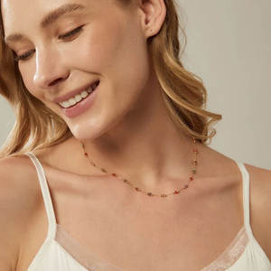 Collier gravé en pierres semi-précieuses mélangées 3MM, Thème Amour et Guérison, Écologique - Product Image 4