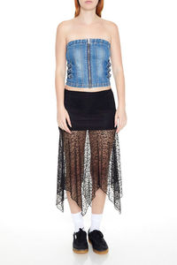 2025 Venta caliente transpirable sostenible azul Denim Tube Top para mujer Casual fiesta estilo OEM tejido camisa de mujer - Product Image 5