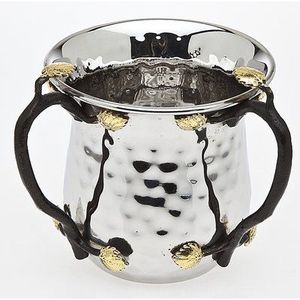 Leafs and Flowers Designer Fancy Metal Handles <b>Jug</b> With <b>White</b> Color Powder Coated Jar Fancy Wine Pitcher Bar Accessories - Product Image 2