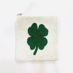 Nouvelle arrivée 2026, adorable porte-monnaie pour fête de la Saint-Patrick, porte-monnaie porte-bonheur en forme de trèfle à quatre feuilles, porte-monnaie à perles multi-compartiments, petit portefeuille à perles - Product Image 4