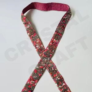 CRYSTAL CRAFT Sangle de sac à main multi-perles à sequins, couleur personnalisée, perles de rocaille, style indien, taille personnalisée, logo personnalisé accepté, modèle 2007 - Product Image 1