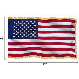 American <b>Flag</b> 4x6 Ft Gold Fringed Embroidered Stars Pennant Style Lower Stitches Indoors Use Made in USA - Product Image 1