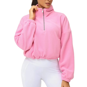 Femmes hiver culture pull sweat à manches longues polaire col montant pantalons d'entraînement survêtements unisexe survêtements 2 pièces ensemble - Product Image 5