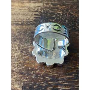 Southwest Handmade Multi Stone Sterling <b>Silver</b> <b>Adjustable</b> Cluster <b>Ring</b> 6mm Bezel & Invisible Setting - Product Image 5