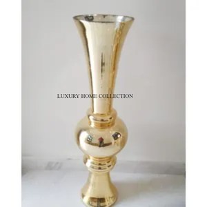 Conception Standard Or Poli Table Top Fleur Trompette Grande Taille Métallique Moderne Vase À Fleurs Pour Une Utilisation Intérieure Et Extérieure - Product Image 1