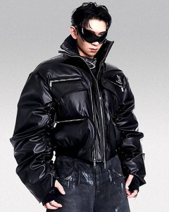 Chaqueta de Moda Urbana Cyberpunk Techwear Personalizada al por Mayor, Chaqueta de Invierno para Hombre, Transpirable, Negra, con Capucha, Impermeable - Product Image 1