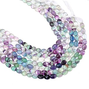 Multi Fluorite 9x12mm Gemstone Smooth Oval <b>Beads</b> Natural Rare Fluorite Semiprecious Gemstone Oval <b>Loose</b> <b>Beads</b> for Jewelry Making - Product Image 3