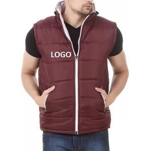 Chaqueta de invierno para hombre de talla grande de alta calidad al por mayor, chaleco acolchado grueso sin mangas con logotipo personalizado, lona tejida informal, 100% poliéster - Product Image 2