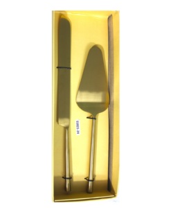 Eco-Friendly Customized Design <b>Cake</b> <b>Server</b> and Knife Set Rattan Handle and Mango Wood Durable Metal Material - Product Image 6