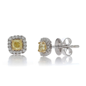 Pendientes de diamantes amarillos naturales certificados por IGI de calidad superior Diseños contemporáneos para mujeres modernas El mejor precio disponible - Product Image 2