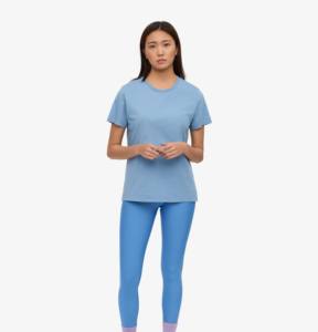 เสื้อยืดกีฬาเข้ารูปสำหรับผู้หญิงปรับแต่งได้เสื้อโยคะฟิตเนสแห้งเร็วยืดหยุ่นสูงพร้อมแผ่นปะตกแต่งแขนสั้น - Product Image 1