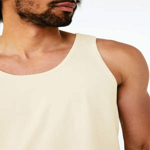 Vente au détail Fit 100% Airlume peigné anneau filé coton 32 simple 4.2 oz naturel unisexe Jersey réservoir décontracté bouton décoration côté cousu - Product Image 5