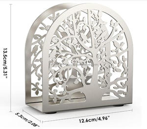 <b>Tree</b> Bird Design Metal Tissue Organizer Iron <b>Tabletop</b> Paper Napkin Stand for Home Kitchen Restaurant Picnic Party Silver - Product Image 2
