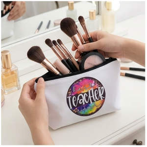 Trousse de toilette à fermeture éclair pour maquillage et papeterie, motif peint, pour cadeau et usage scolaire, 22x13.5cm - Product Image 2