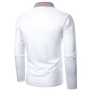 2024 camisetas para hombre personalizadas de algodón de alta elasticidad, ligeras, transpirables, camisetas de Golf de ajuste atlético, camiseta Polo de manga larga de Color puro - Product Image 3