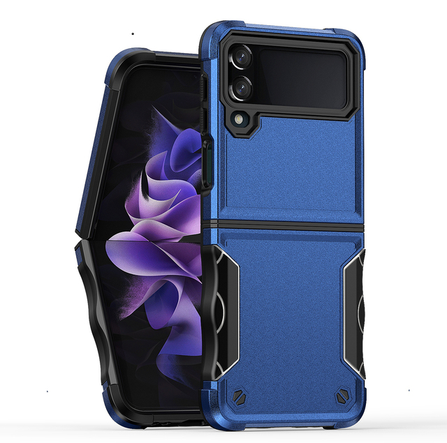 Luxury Rugged Armor Case for Z Flip 4 Solid Color Matte Finish Shockproof TPU Hybrid Heavy Duty Protective Shell Without Holder