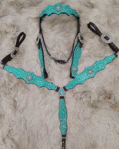 Têtière Et Collier De Poitrine Western En Cuir Pour Cheval – MOUSM – Neuf