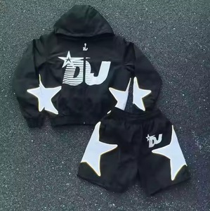 ชุดวอร์มกางเกงขาสั้นและแจ็คเก็ตกันลมสองชิ้นทำจากไนลอนสะท้อนแสงชุดวอร์ม - Product Image 1