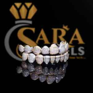 Chapado en oro personalizado en plata esterlina 925 VVS Moissanite Diamond Grillz Iced Out Top & Bottom Set para Hip Hop Bling - Product Image 2