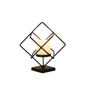 Porte-bougie en forme de cube en fer métallique finition noire pour la décoration de la maison et des événements, porte-bougie de table, artisanat - Product Image 1