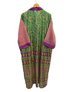 ชุดกิโมโนผ้าไหมส่าหรีลายดอกไม้แนววินเทจชุดคลุมส่าหรีชุดปาร์ตี้ชายหาดผ้านุ่มทำมือสไตล์อินเดีย - Product Image 5