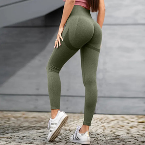 Couleur unie taille élastique femmes Gym Yoga Leggings pantalon pour Fitness dames Gym entraînement Leggings OEM personnalisé - Product Image 6