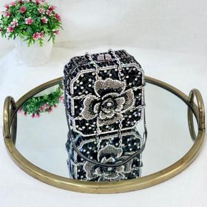 Sparkling Crystal Pearl PU Classic Casual Animal Print Clutch Wedding Bridal Party Evening Handbag Ladies Fashion Rhinestone - Product Image 1