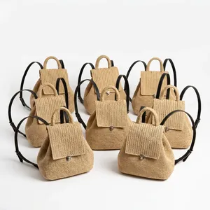 Bolso de Rafia Estilo Bohemio con Correa de Hombro Ajustable y Desmontable, Cierre Magnético, Forma Cuadrada, Ligero para Todas las Temporadas - Product Image 4
