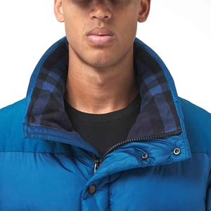 Blouson matelassé bleu personnalisé avec capuche, léger, chaud, vêtement d'extérieur d'hiver pour hommes et femmes, motif sur le devant - Product Image 4
