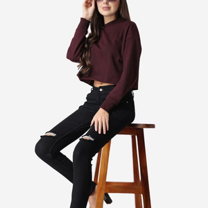 OEM Wholesale Winter Front Women's Neck Pullover Regular Sweatshirts-Latest Fashion Solid Color Oversized <b>Fleece</b> - Product Image 6