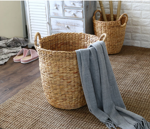 Cesta de mimbre con tapa de bambú tejida a mano, almacenamiento de jacinto de agua para cocina, lavandería, boda, uso doméstico, cestas de almacenamiento de alimentos - Product Image 4