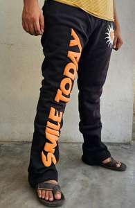 Pantalon de survêtement en velours côtelé pour homme, 100% coton, vintage, délavé à l'acide, taille élastique, décoration boutonnée, jambe large et droite, décontracté, jogging plat - Product Image 6