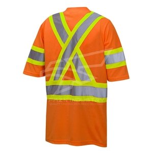 T-shirts de sécurité haute visibilité OEM T-shirts réfléchissants pour hommes avec logo personnalisé vente en gros de sécurité personnalisés respirants noirs réfléchissants - Product Image 2