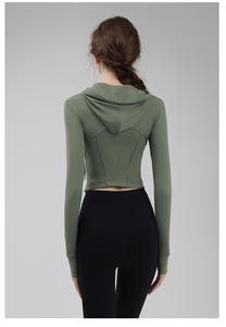 Vente en gros de sweats à capuche pour femmes coupe ajustée manteau de veste de yoga imprimé avec doublure en nylon respirant et durable pour les filles - Product Image 6
