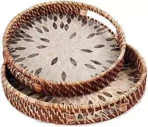 Bandeja de servicio MDF de resina hecha a mano de alta calidad personalizada para servir té café frutas desayuno utensilios de cocina decorativos - Product Image 5