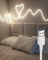 Bande lumineuse LED néon USB 5V, blanc neutre, 6x12mm SMD2835, 96 LED/m, 10W, 5m, flexible, étanche, pour éclairage d'accentuation extérieur et intérieur