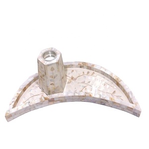 ถาดมุกทรงพระจันทร์แบบอินเดียทำมือพิเศษสำหรับเดือนรอมฎอน พร้อมชุดบาคูร์และกล่อง ถาดเสิร์ฟสุดหรู - Product Image 1