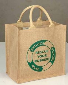 Bolsa de Yute Ecológica Reutilizable con Logotipo Personalizado Impreso y Laminado, con Asa de Bambú, Solución de Compras Sostenible - Product Image 2